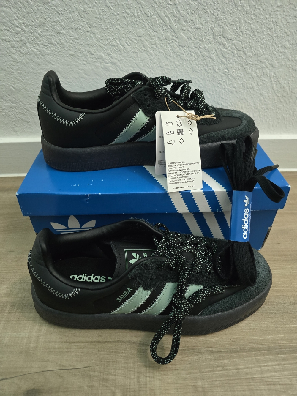 adidas Kids Samba Black with Mint Stripe Casual Sneakers